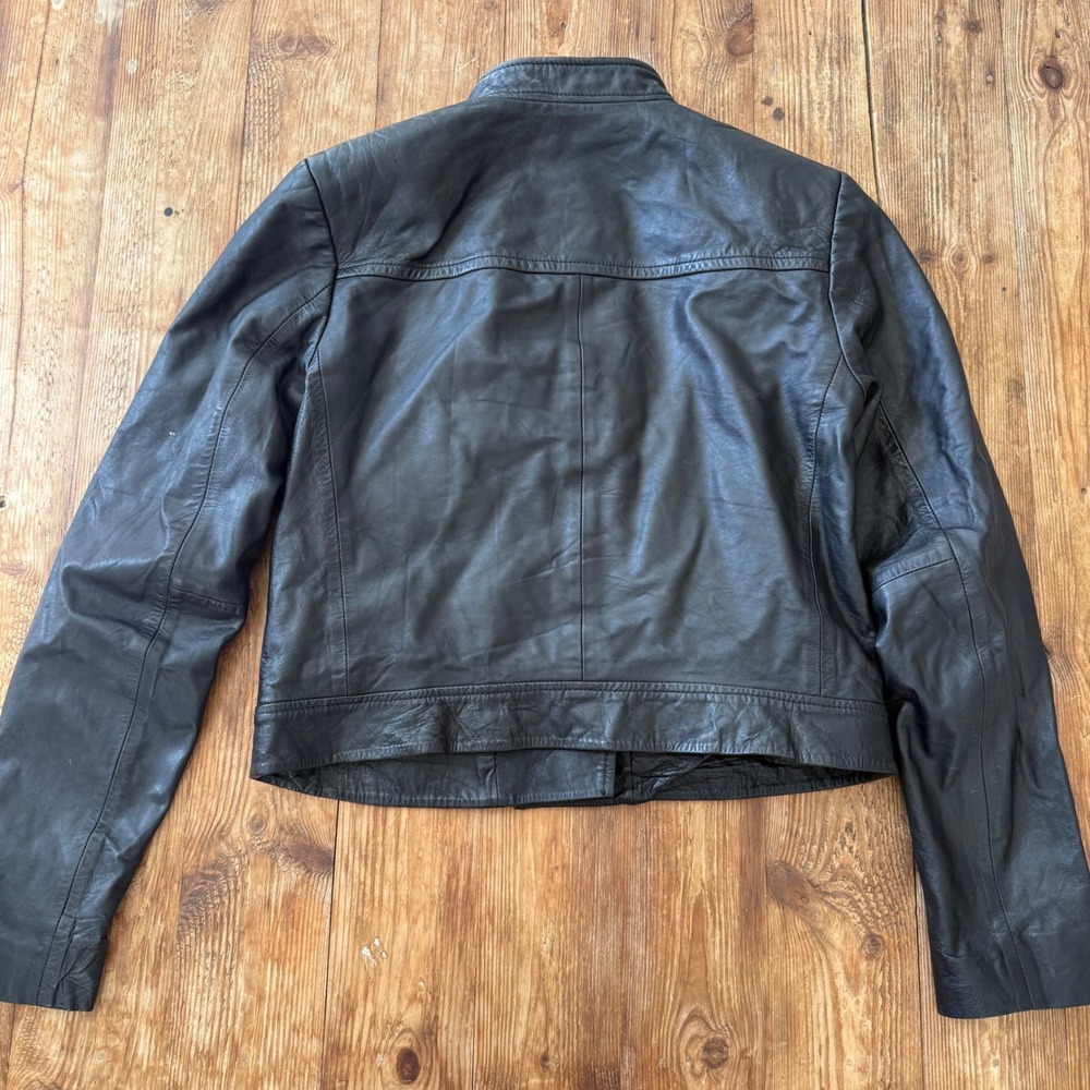 Michael Kors Black Lamb Leather Asymmetric Moto Jacket Gold Hardware WM's Medium - Picture 10 of 11